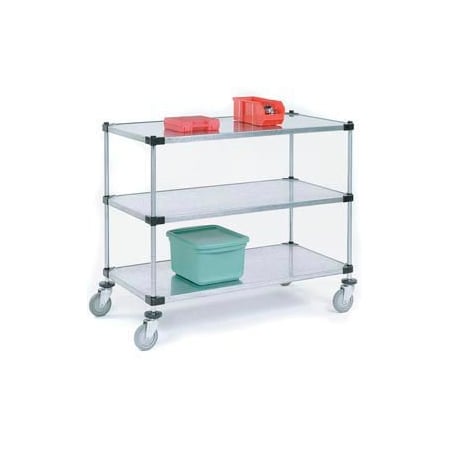 Nexel 3 Shelf Cart, Galvanized, 60inW x 18inD x 39inH, Polyurethane Casters 188889